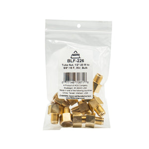 Brass Tube Nut, 1/2"-20 M to 5/8"-18 F, INV