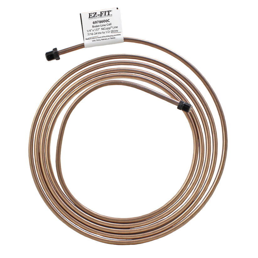 EZ-Fit Nickel Copper Brake Line - 1/4" x 137", (7/16-24 I)(1/2-20 I)