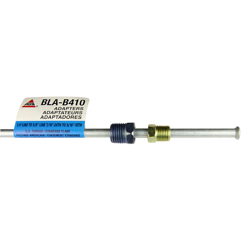 Steel Brake Line Adapter, 1/4" x 8" (7/16-24 Inverted)(9/16-18 Inverted)
