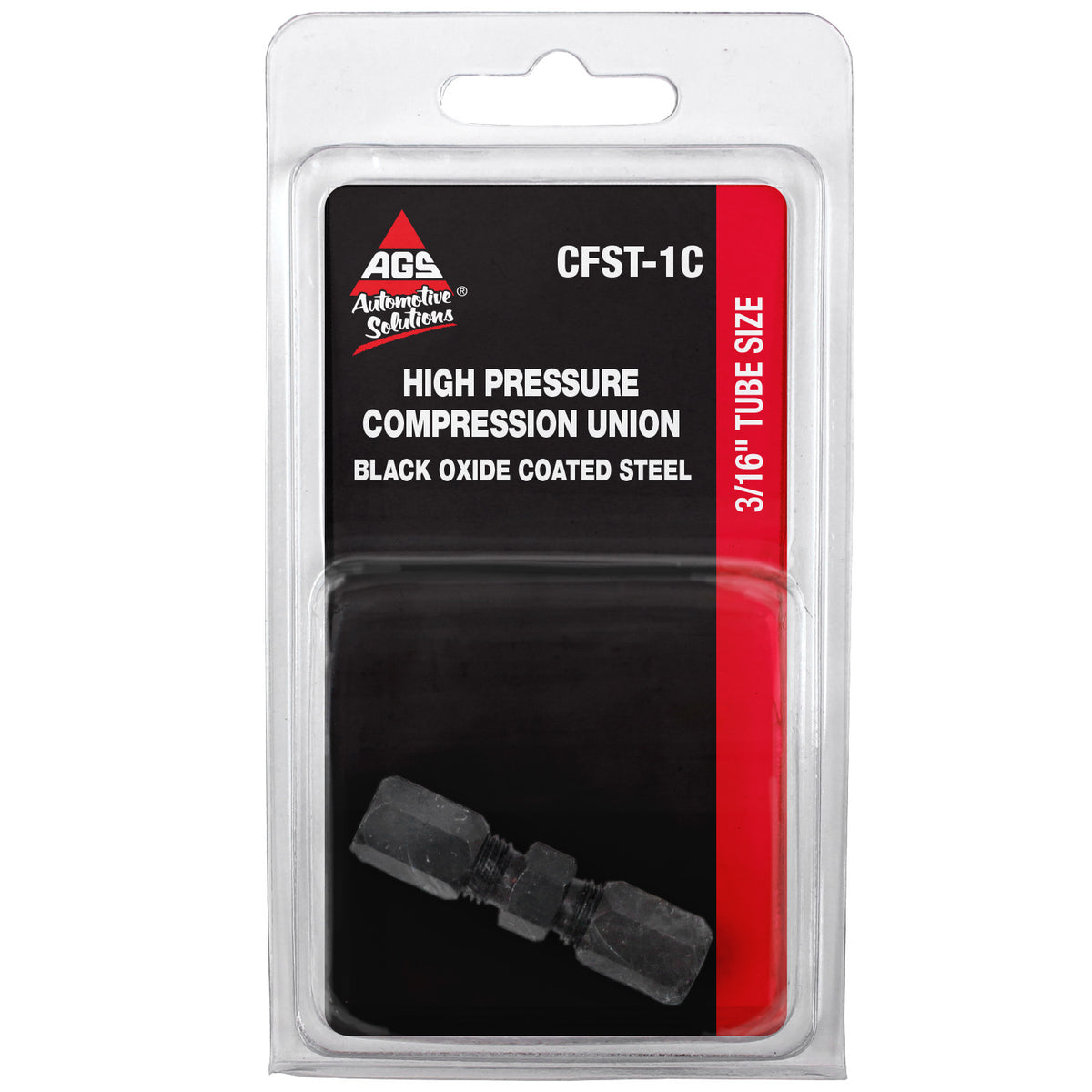 Union Compression, High Pressure, Black Oxide Coated Steel, 3/16