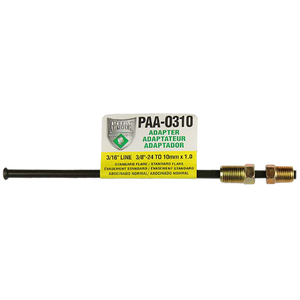 PVF Steel Brake Line Adapter, 3/16" x 8" (3/8-24 Inverted)(M10x1.0 Inverted)