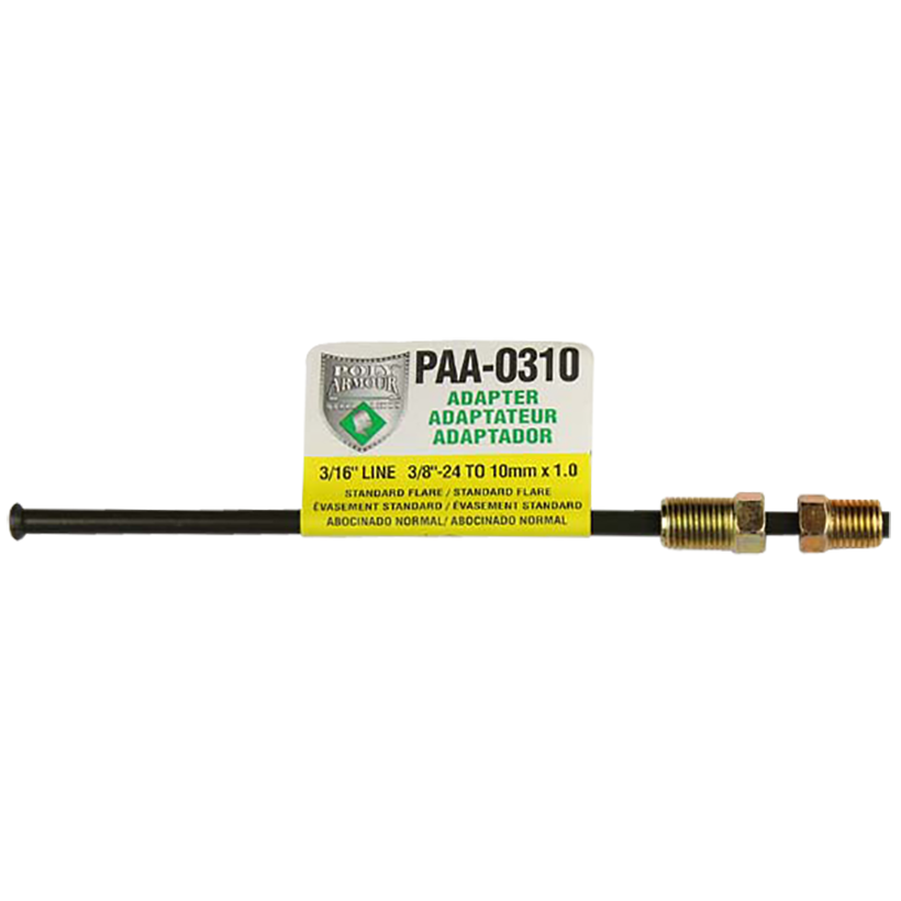 PVF Steel Brake Line Adapter, 3/16" x 8" (3/8-24 Inverted)(M10x1.0 Inverted)