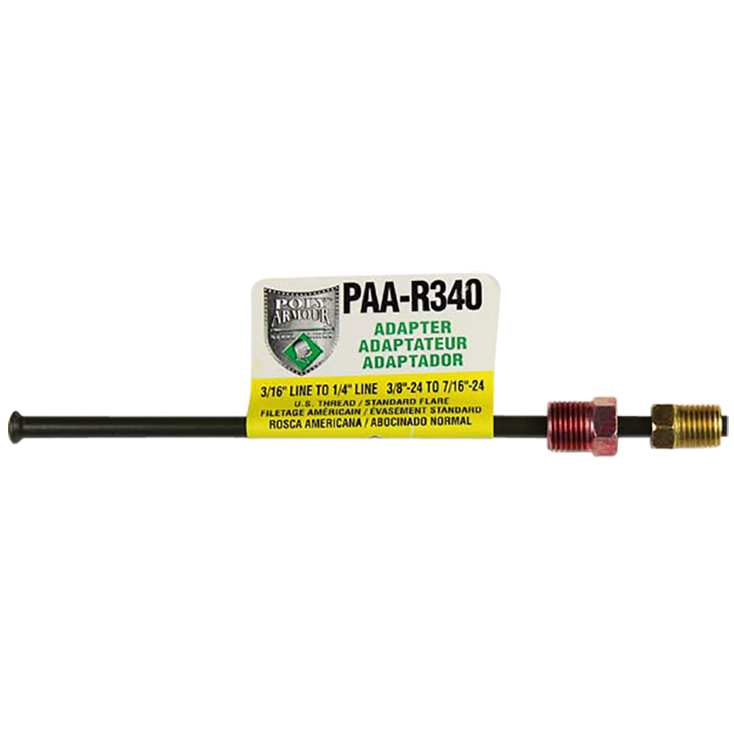 PVF Steel Brake Line Adapter, 3/16" x 8" (3/8-24 Inverted)(7/16-24 Inverted)