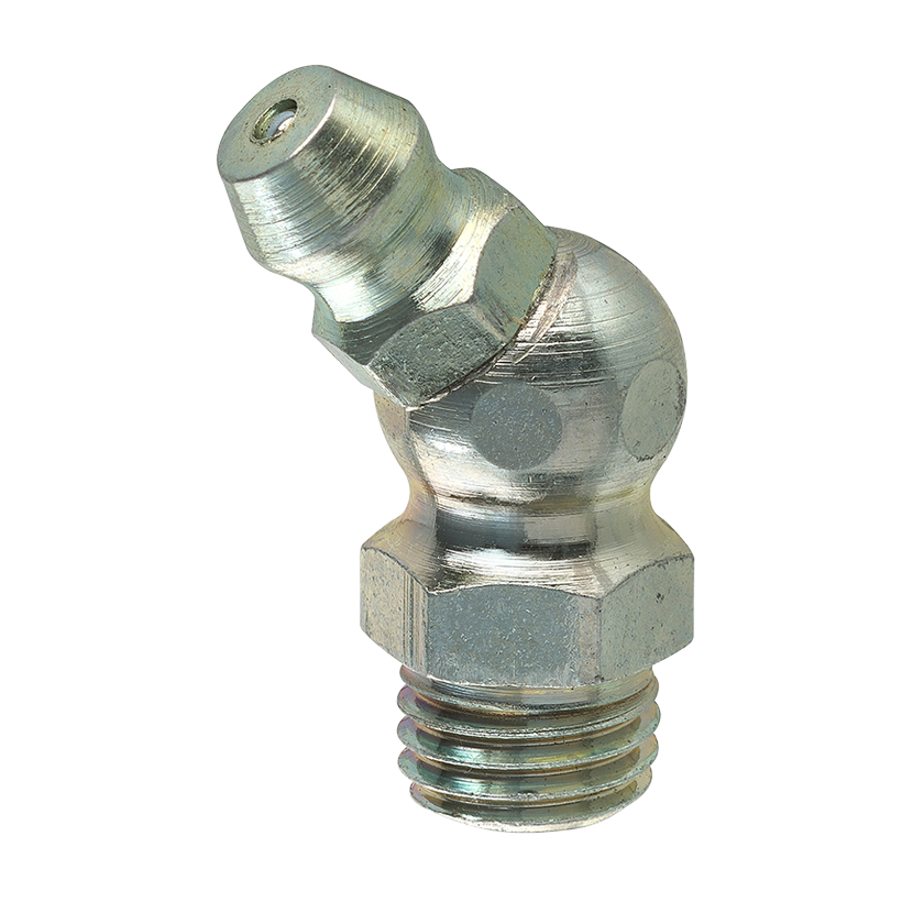 Steel 45 Degree Grease Elbow, 24.1mm Length, Male (8x1.0mm) AGS Company Automotive Solutions