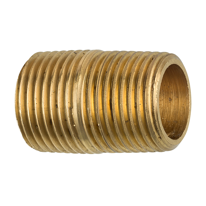 Brass Close Nipple, 1 Length, Male (3/8-18 NPT)