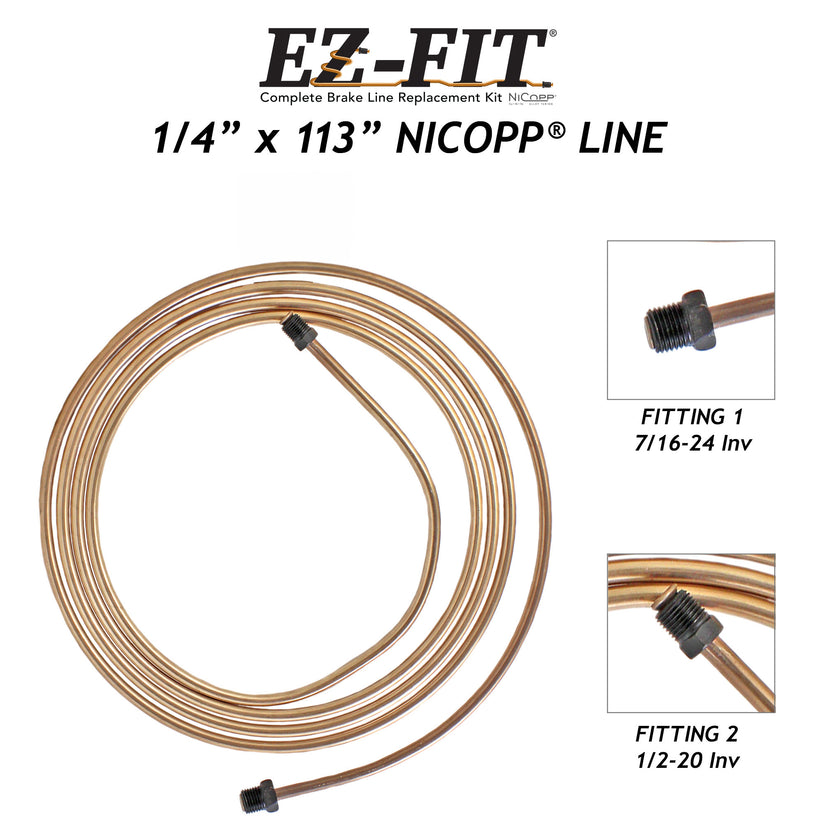 EZ-Fit NiCopp 1/4″ × 113″ Brake Line – Pre-Flared 7/16-24 & 1/2-20