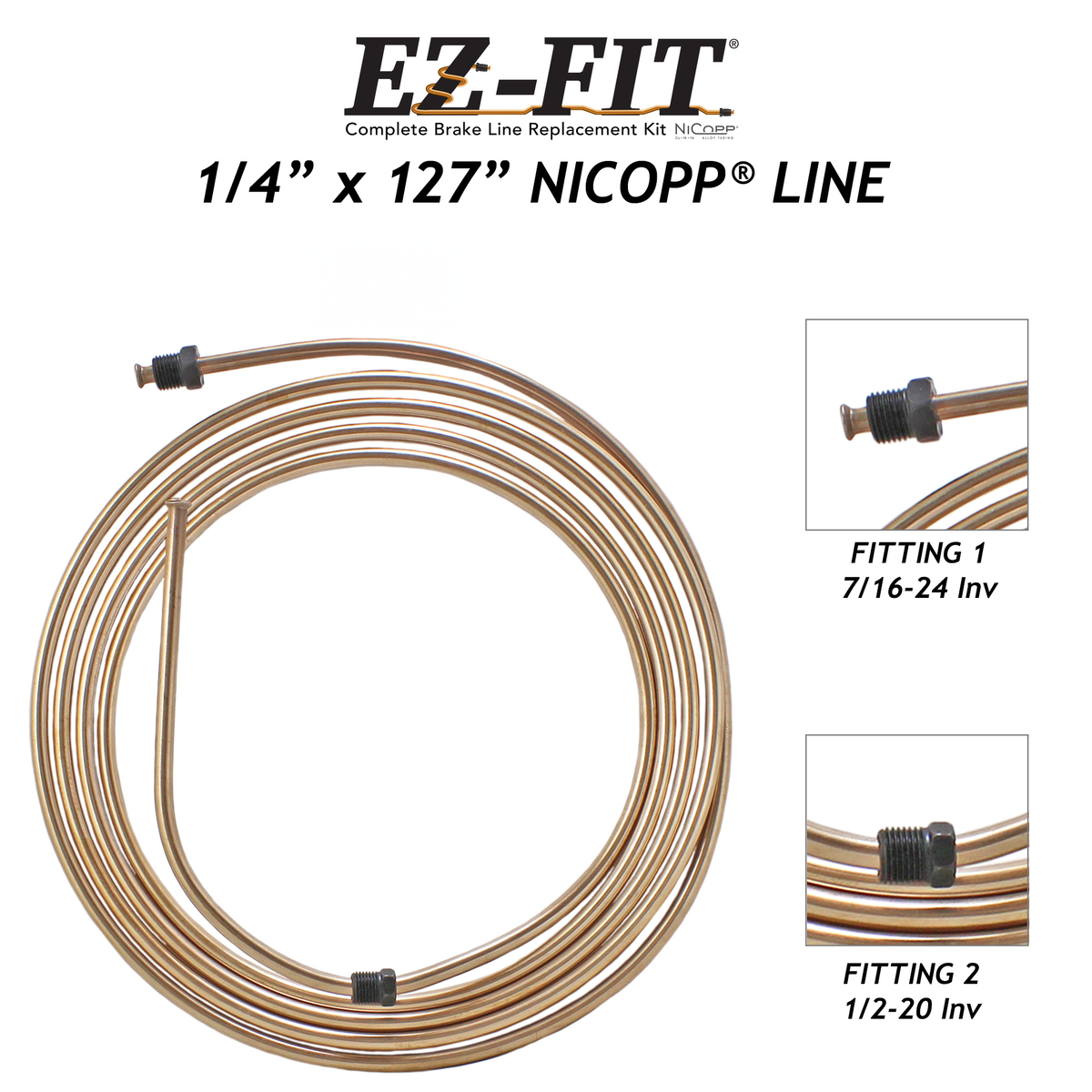 EZ-Fit NiCopp 1/4″ × 127″ Brake Line – Pre-Flared 7/16-24 & 1/2-20 ...