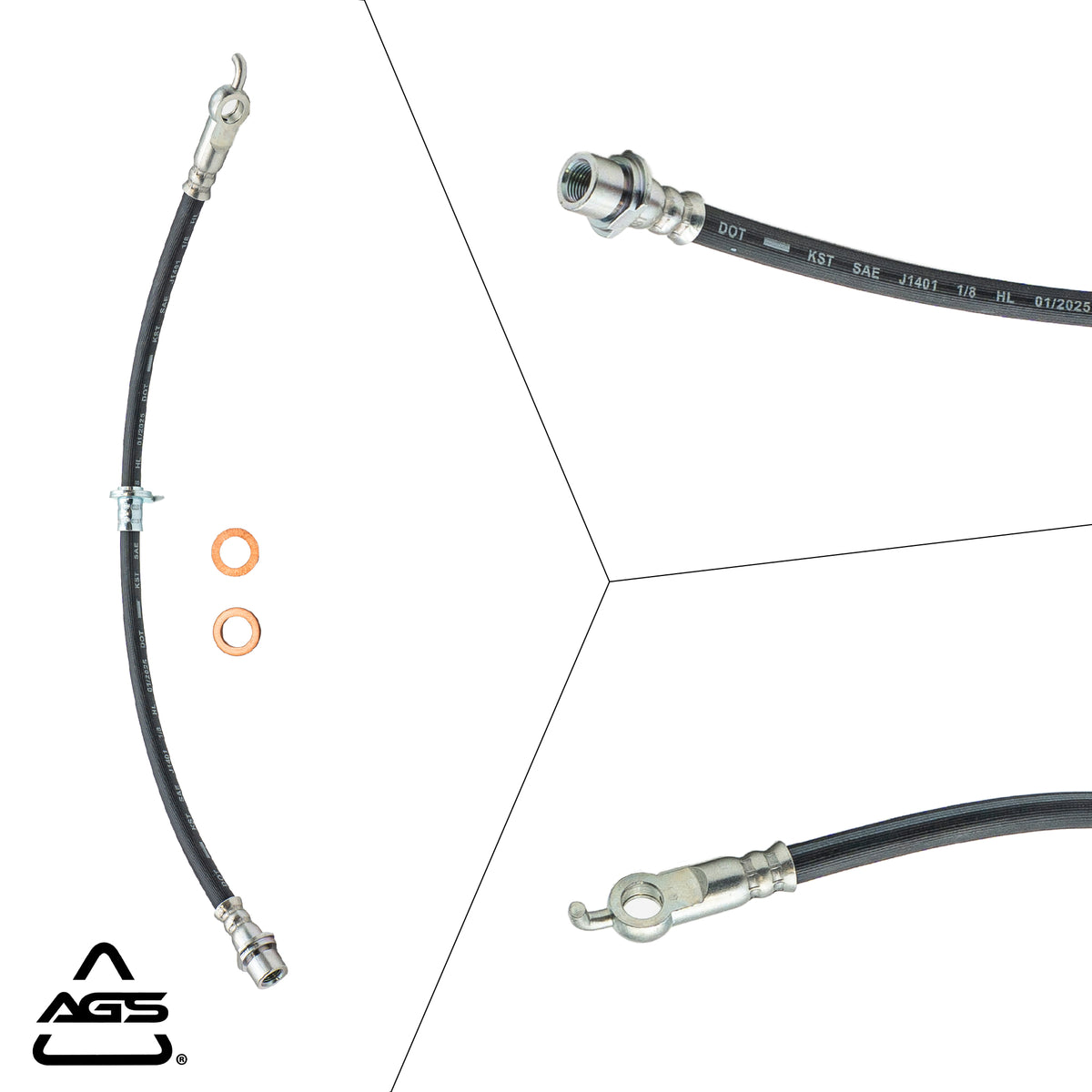 2004-2010 Lexus RX330, Lexus RX350 +2 More Front Right Rubber Brake Hose | AGS-KT30197