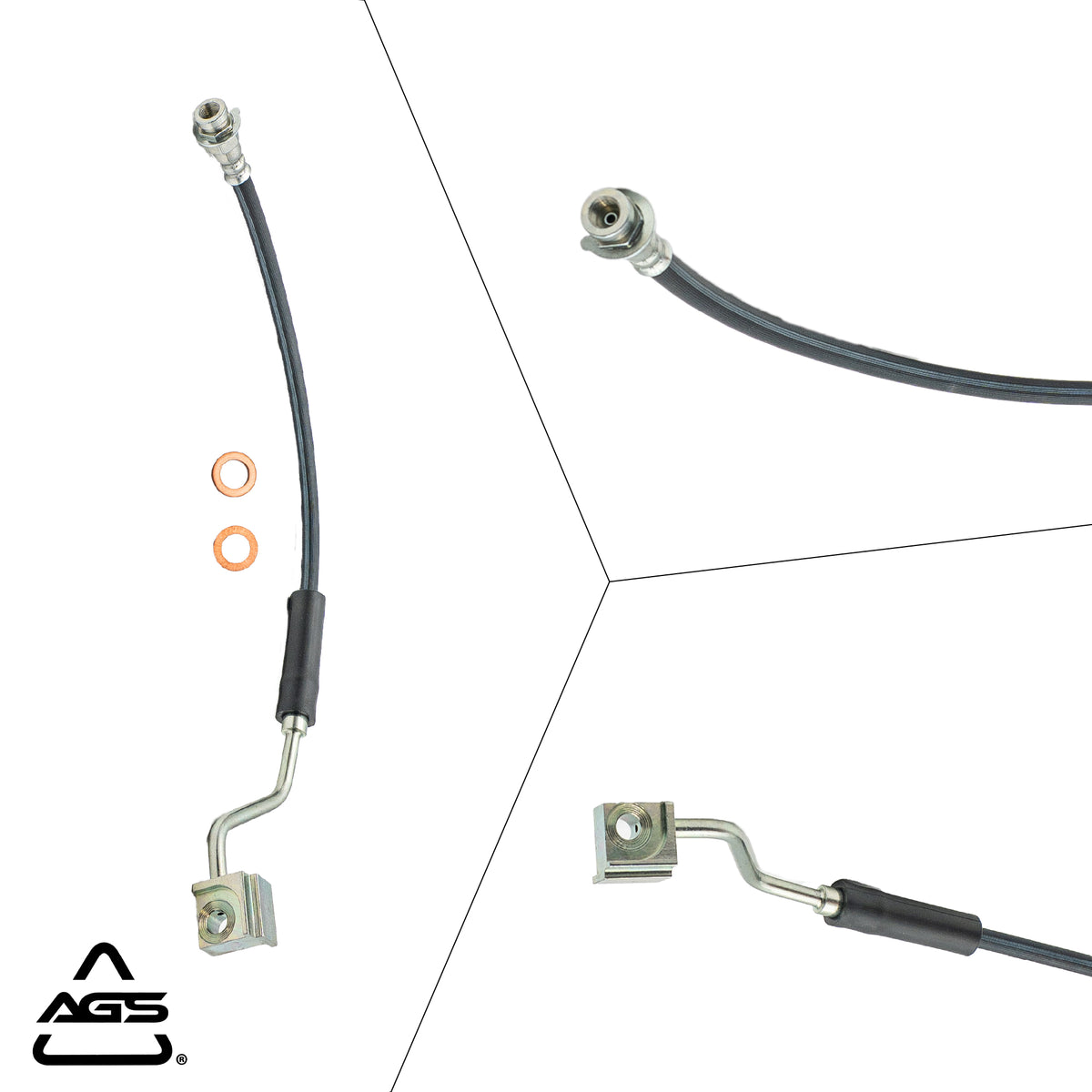 1980-1989 Ford Bronco, Ford F-100 +2 More Front Left Rubber Brake Hose | AGS-KT60007