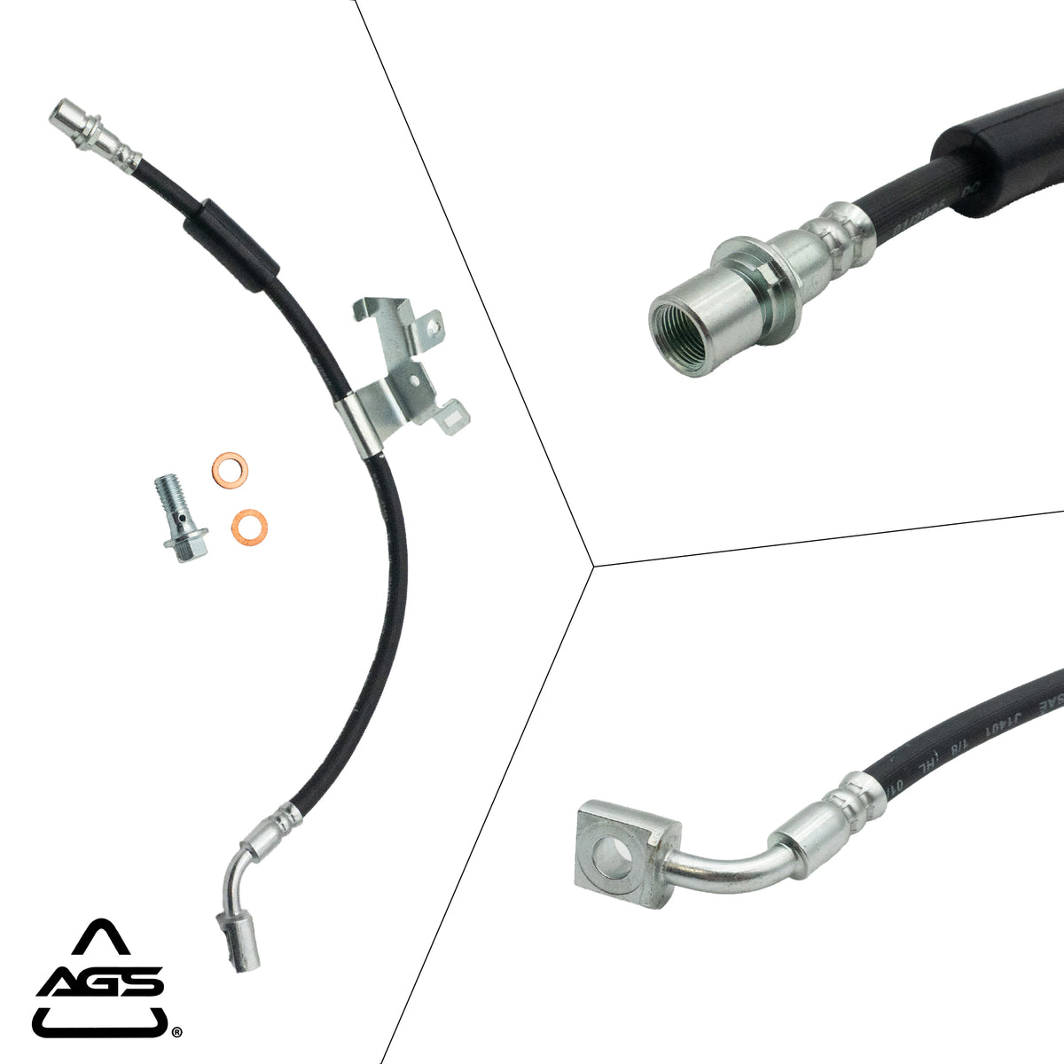 2007-2020 Multi-Vehicle Application Front Left Rubber Brake Hose | AGS-KT70183N