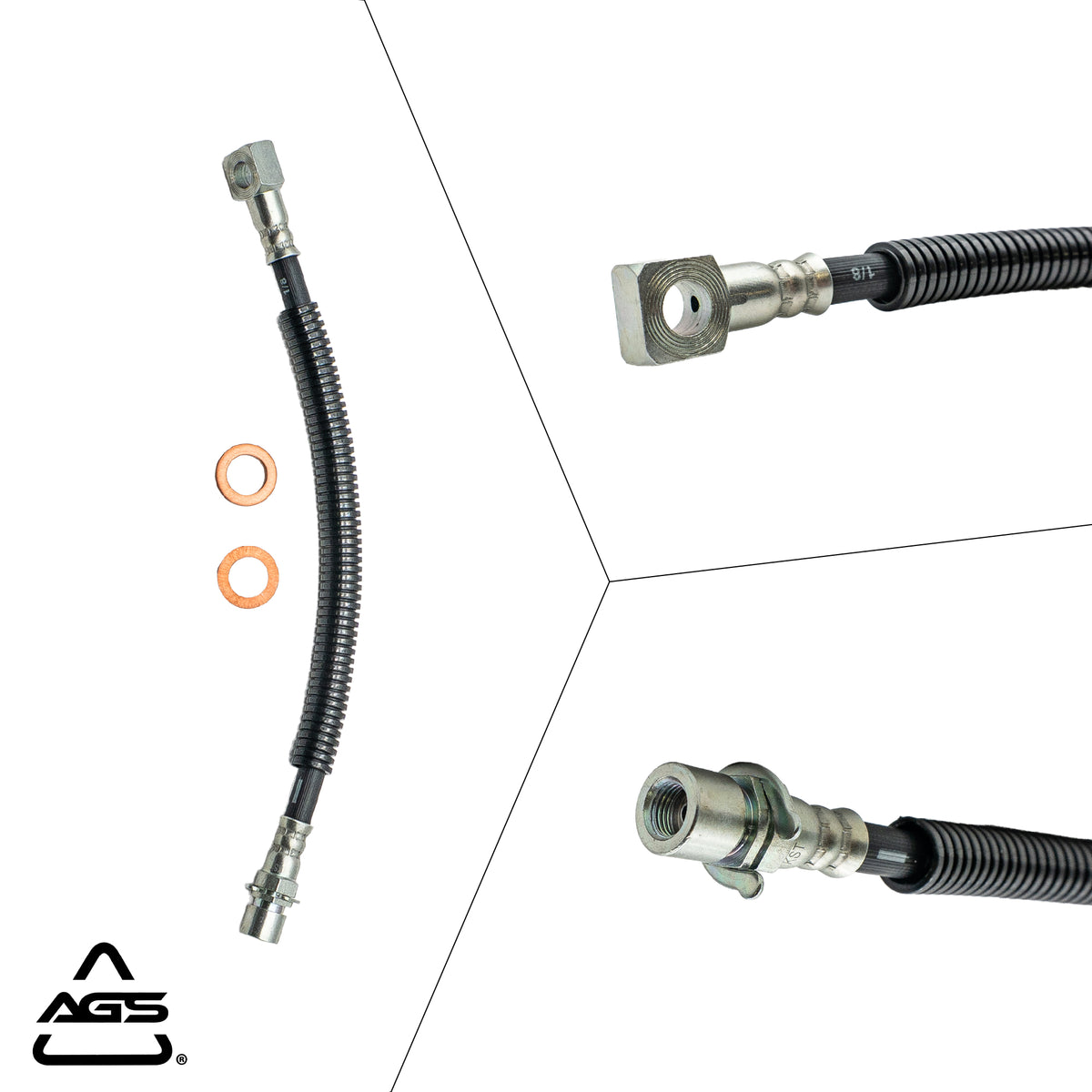 1991-1999 Multi-Vehicle Application Front Rubber Brake Hose | AGS-KT70260
