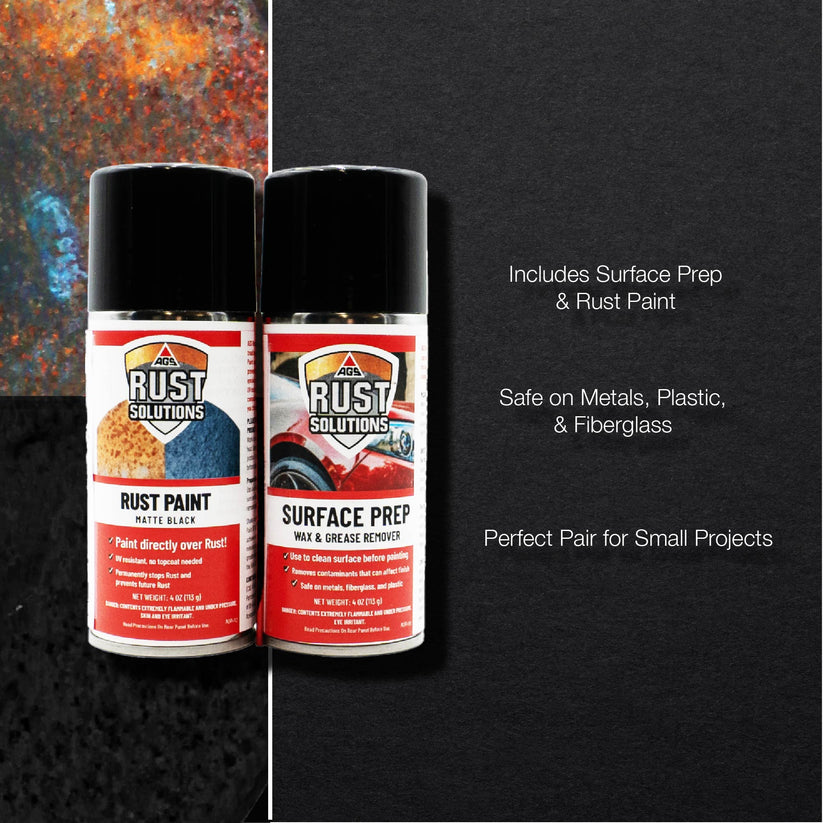 Matte Black Rust Paint & Surface Prep 4oz Starter Kit