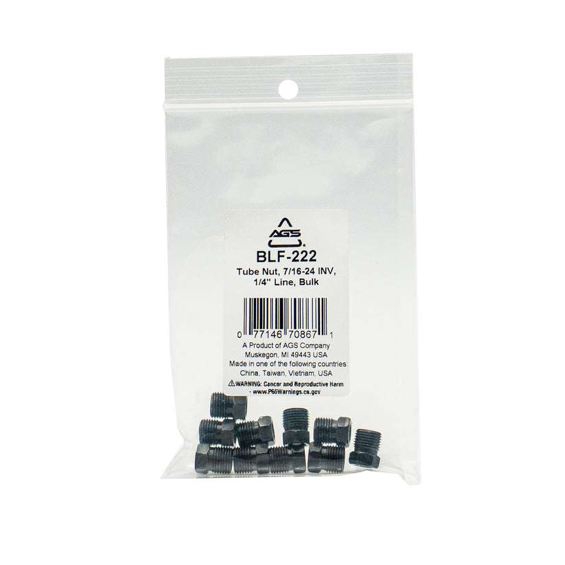 Black Oxide Tube Nut, 7/16-24 INV, 1/4" Line