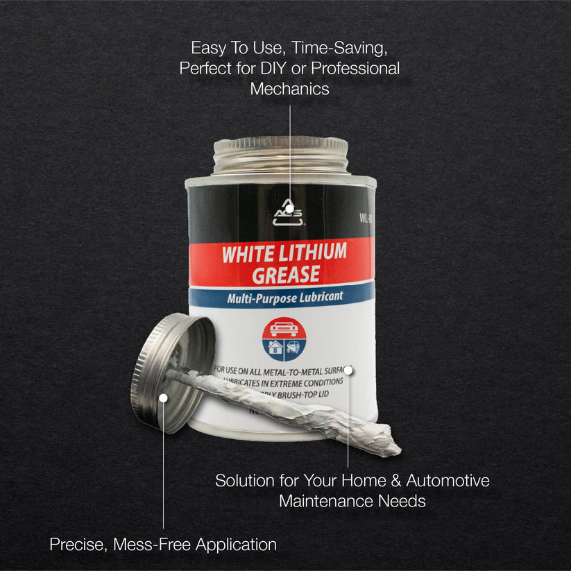 White Lithium Grease, 8oz Brush Top Can