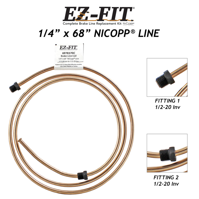 EZ-Fit Nickel Copper Brake Line - 1/4" x 68", (1/2-20 I)(1/2-20 I)