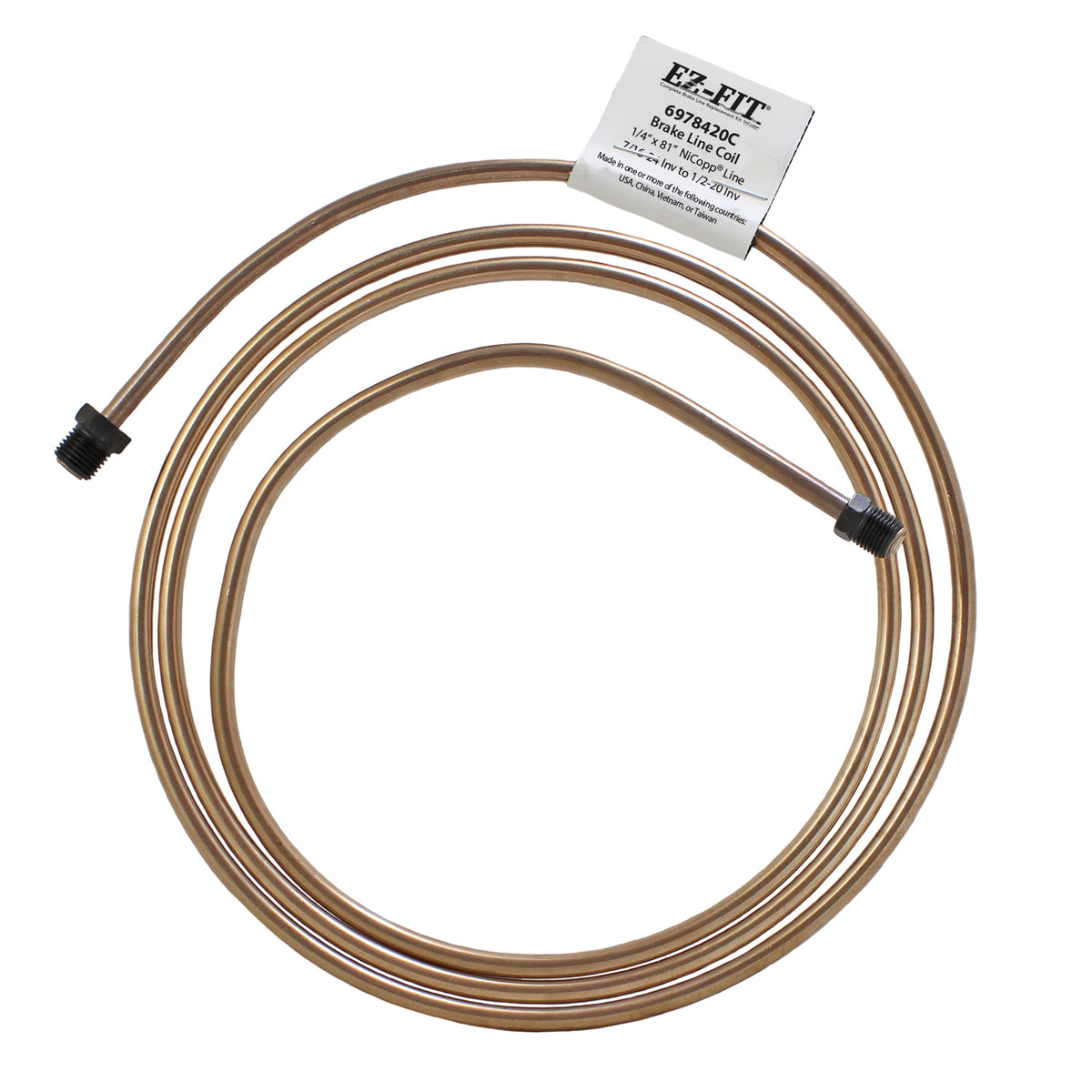 EZ-Fit NiCopp Brake Line 1/4" x 81" – Pre-Flared 7/16-24 I & 1/2-20 I