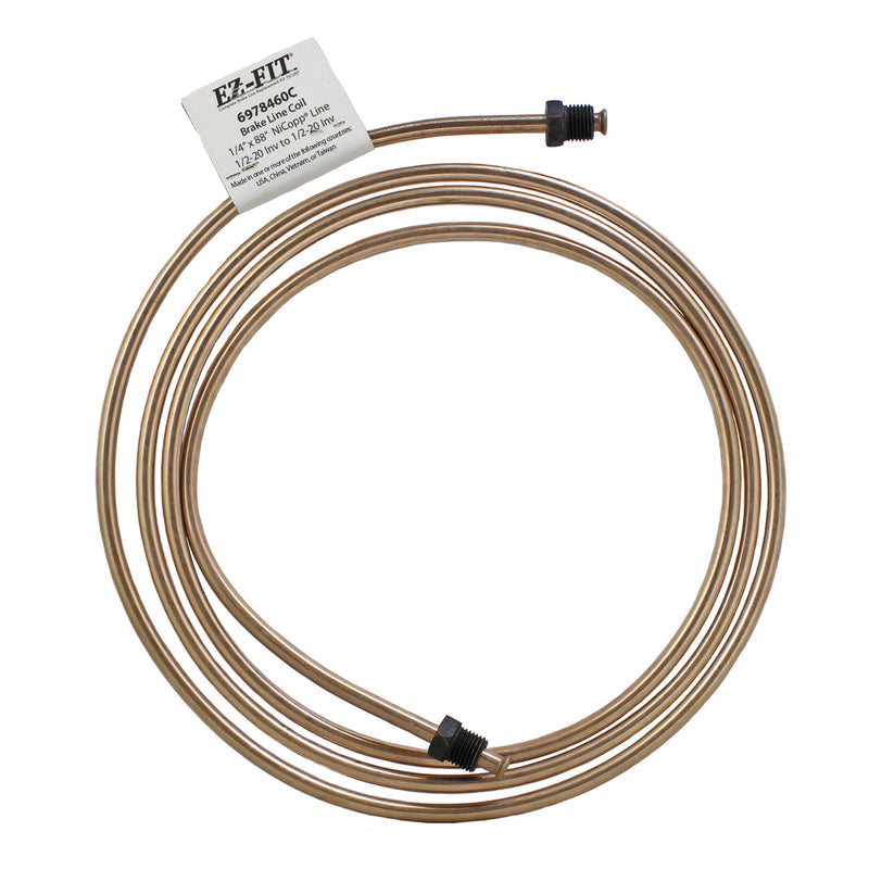 EZ-Fit Nickel Copper Brake Line - 1/4" x 88", (1/2-20 I)(1/2-20 I)