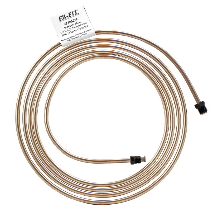 EZ-Fit Nickel Copper Brake Line - 1/4" x 122", (7/16-24 I)(1/2-20 I)
