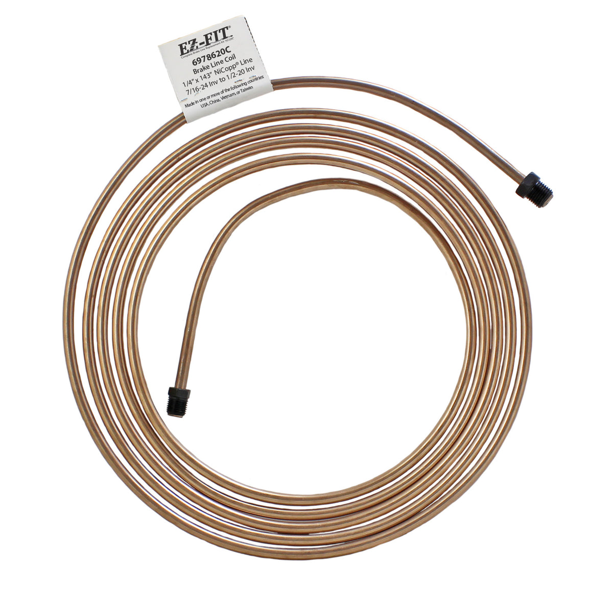 EZ-Fit NiCopp Brake Line 1/4" x 143" – Pre-Flared 7/16-24 I & 1/2-20 I