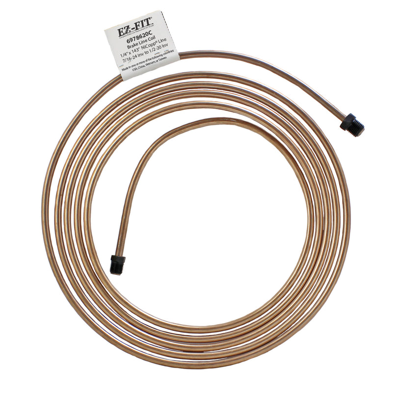 EZ-Fit Nickel Copper Brake Line - 1/4" x 143", (7/16-24 I)(1/2-20 I)