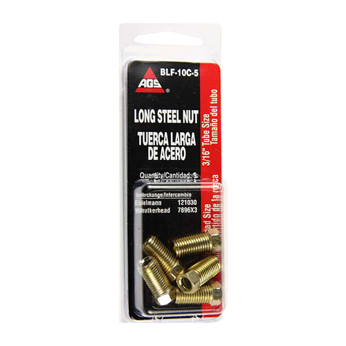 Steel Tube Nut, Long, 3/16