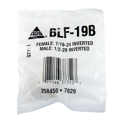 Brass Adapter, Female(7/16-24 Inverted), Male(1/2-20 Inverted)