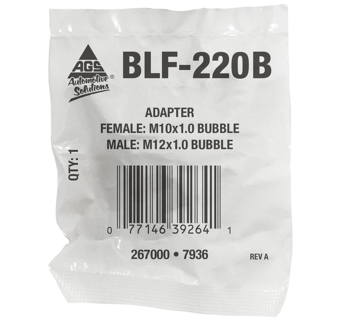 Adapter, Brass, F(M10x1.0 B), M(M12x1.0 B), Bag of 1