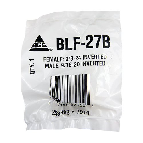 Brass Adapter, Female(3/8-24 Inverted), Male(9/16-20 Inverted)