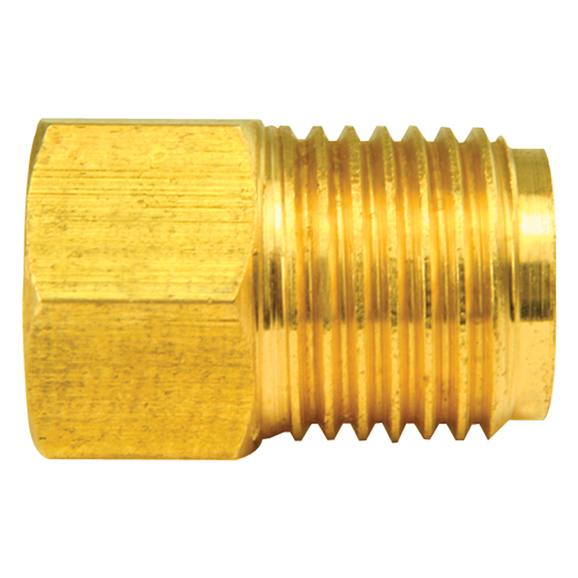 Brake Line Thread Adapter - 3/8-24 Male Bubble To 3/8-24 Female Inverted Flare, 3/16" Line - Brass