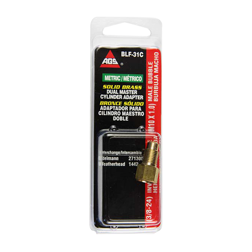 Brass Adapter, Female(3/8-24 Inverted), Male(M10x1.0 Bubble)