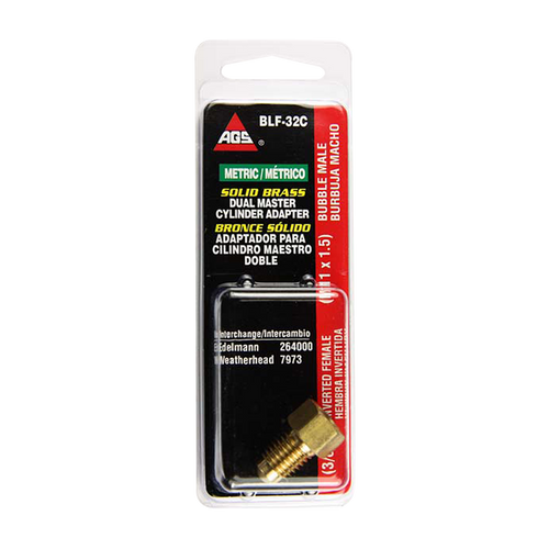 Brass Adapter, Female(3/8-24 Inverted), Male(M11x1.5 Bubble)