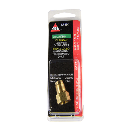 Brass Adapter, Female(3/8-24 Inverted), Male(M12x1.0 Bubble)