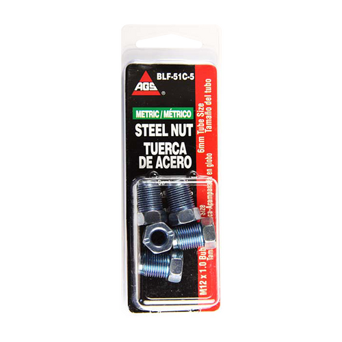 Steel Tube Nut, 6mm (M12x1.0 Bubble)