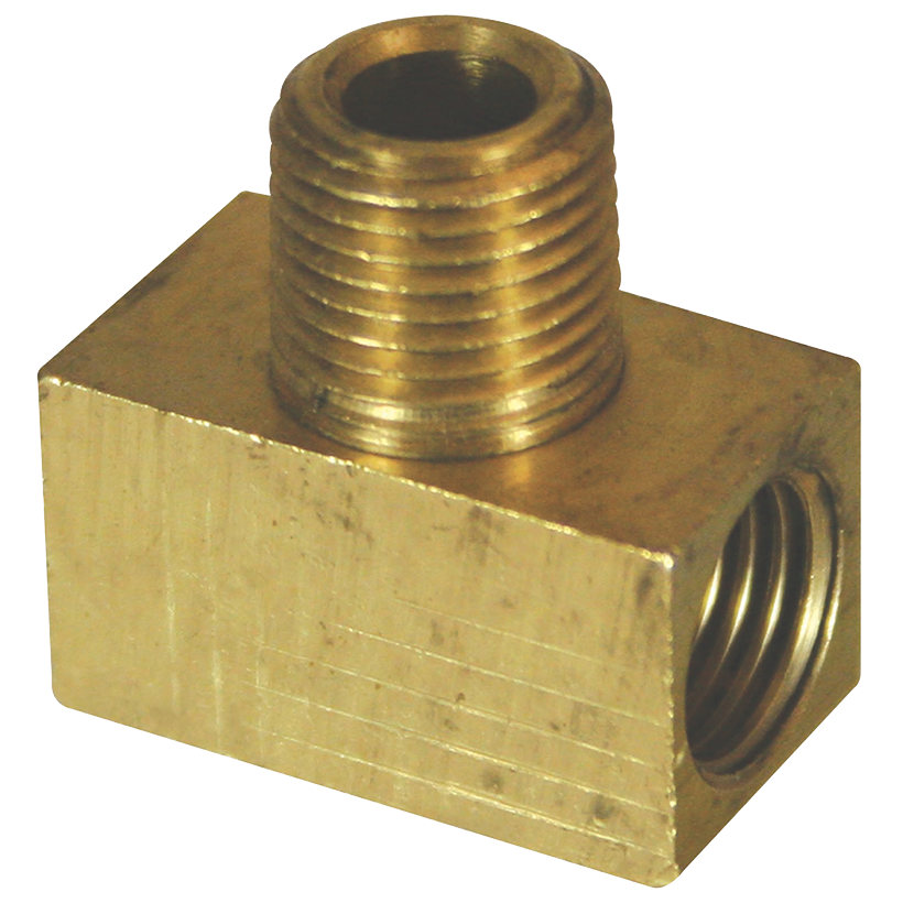 Brass Brake Line Tee F(3/8-24 Inverted) to M(1/8-27 NPTF)