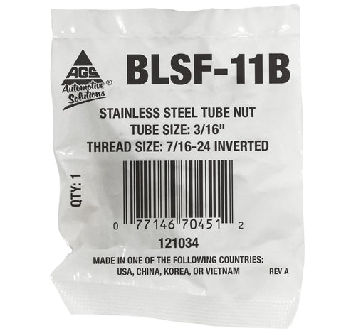 Tube Nut, Stainless Steel, 3/16