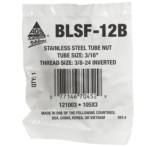 Tube Nut, Stainless Steel, 3/16
