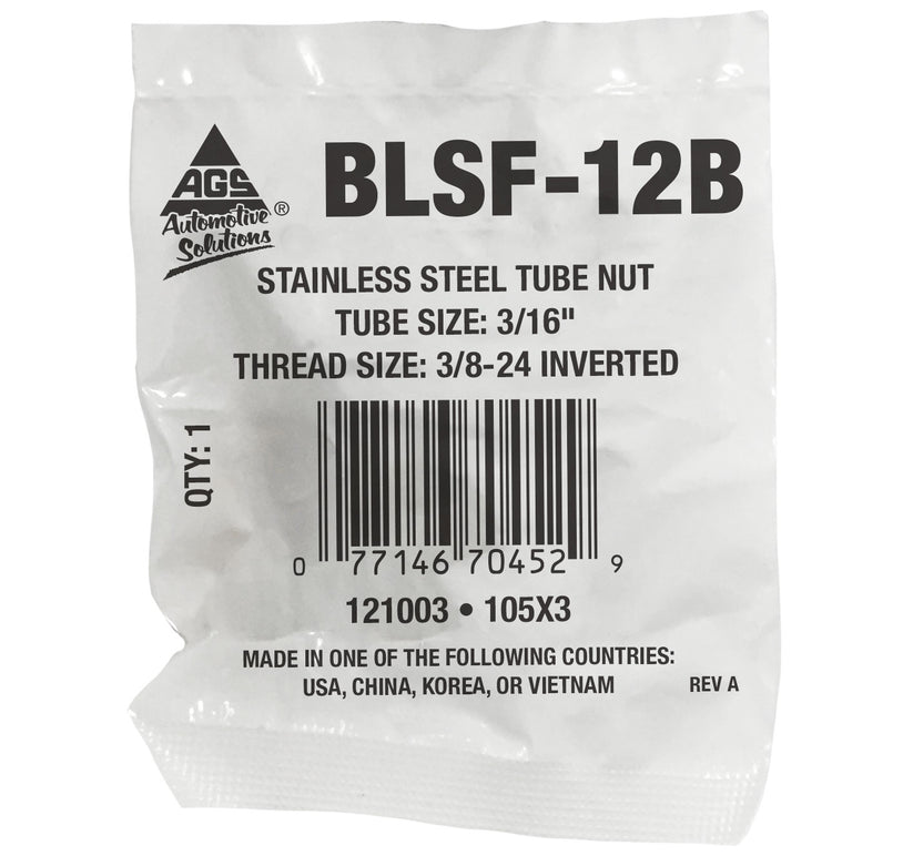 Tube Nut, Stainless Steel, 3/16" (3/8-24 I)