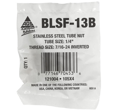 Tube Nut, Stainless Steel, 1/4