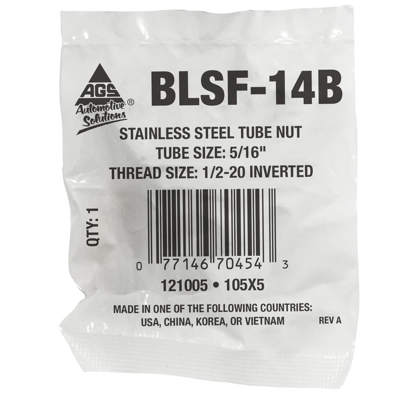 Stainless Steel Tube Nut 5/16" (1/2-20 Inverted)