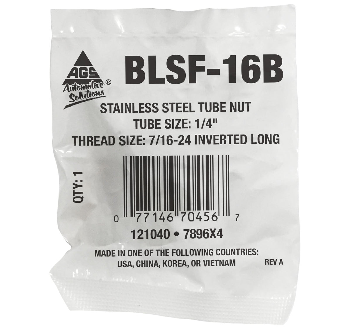 Stainless Steel Long Tube Nut 1/4" (7/16-24 Inverted)