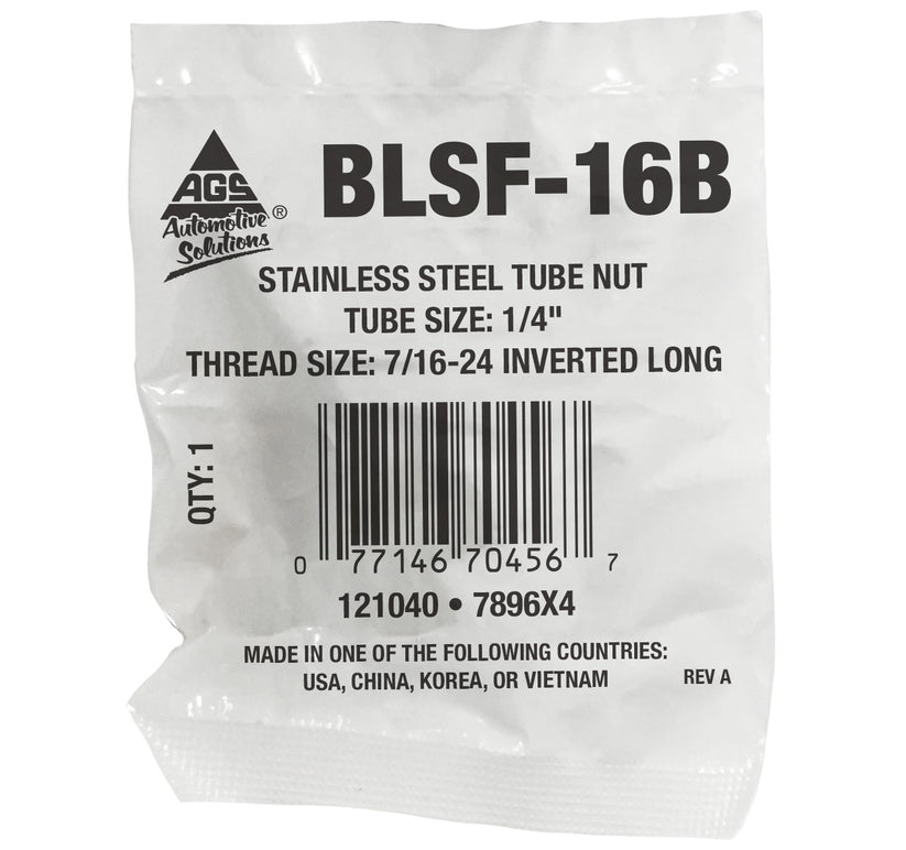 Stainless Steel Long Tube Nut 1/4" (7/16-24 Inverted)