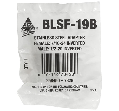 Adapter, Stainless Steel, F(7/16-24 I), M(1/2-20 I)