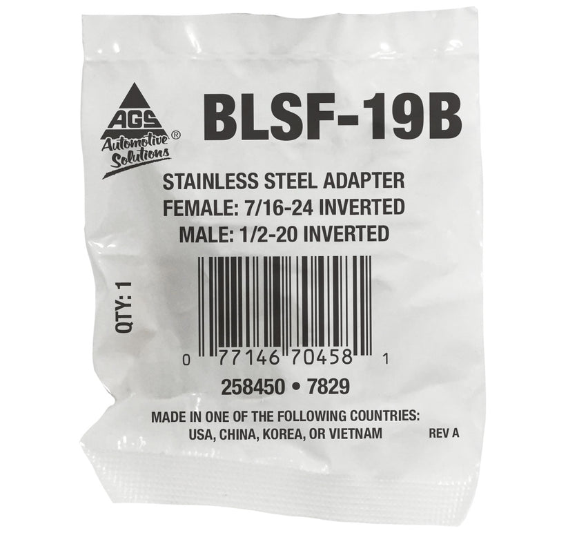 Adapter, Stainless Steel, F(7/16-24 I), M(1/2-20 I)