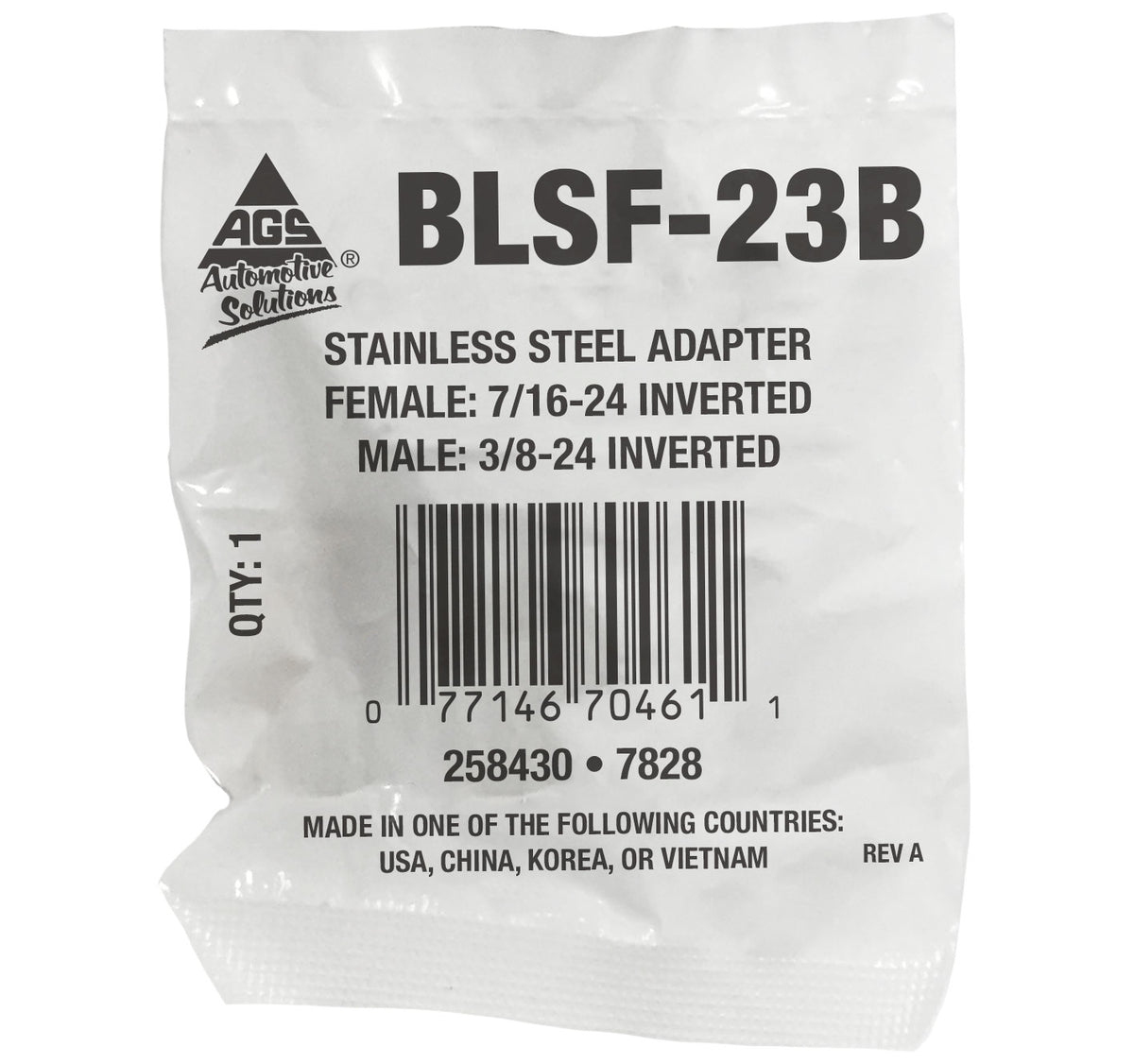 Stainless Steel Brake Line Adapter F(7/16-24 Inverted) × M(3/8-24 Inverted)