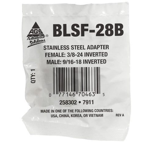 Adapter, Stainless Steel, F(3/8-24 I), M(9/16-18 I)