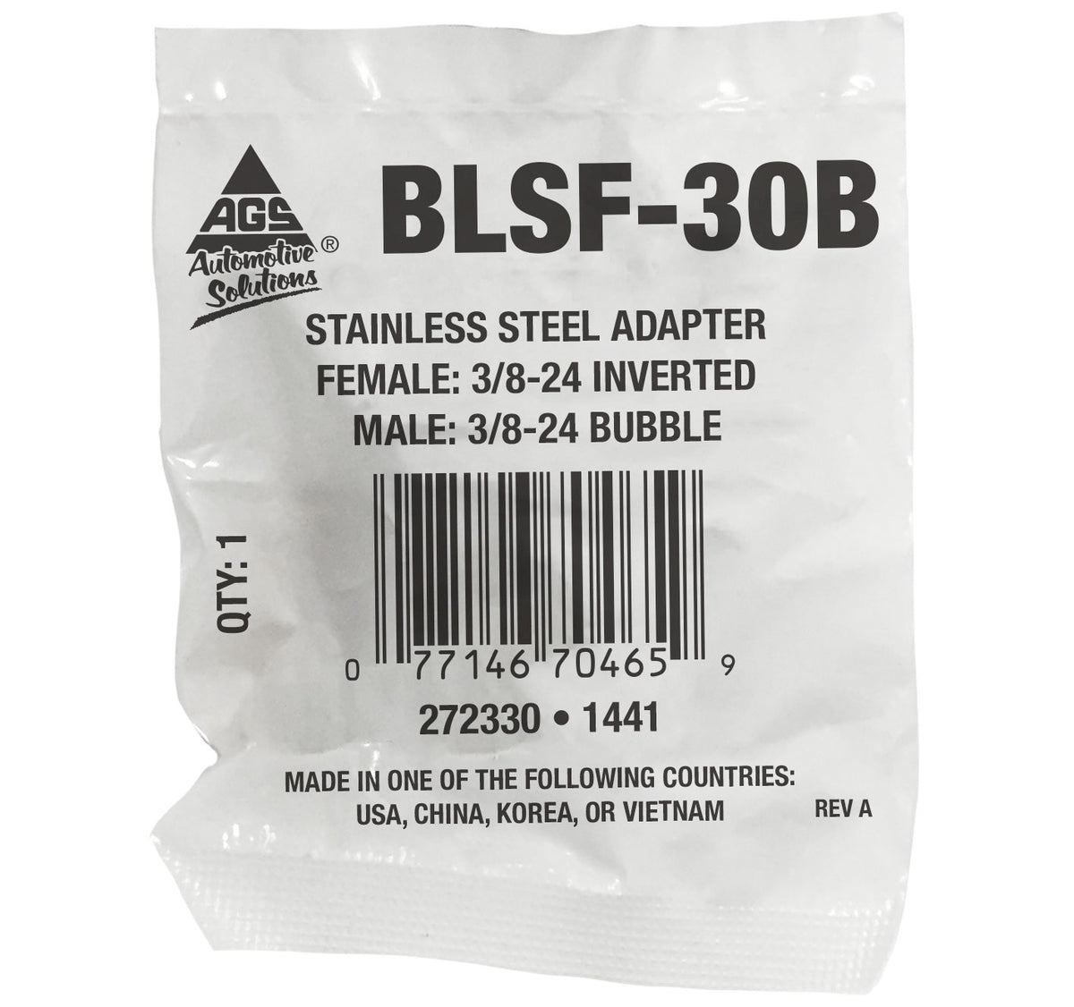 Stainless Steel Brake Line Adapter F(3/8-24 Inverted) × M(3/8-24 Bubble)