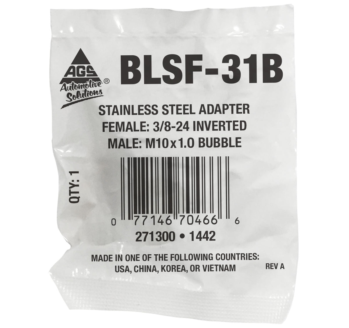 Stainless Steel Brake Line Adapter F(3/8-24 Inverted) × M(M10x1.0 Bubble)
