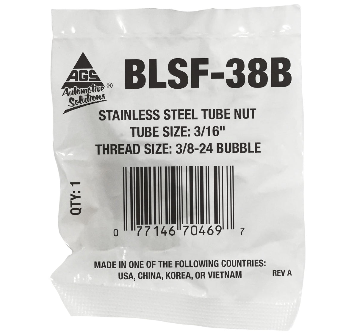 Stainless Steel Tube Nut 3/16" (3/8-24 Bubble)
