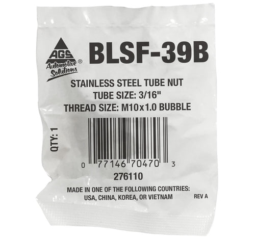 Tube Nut, Stainless Steel, 3/16