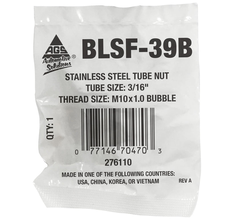 Tube Nut, Stainless Steel, 3/16" (M10x1.0 B)